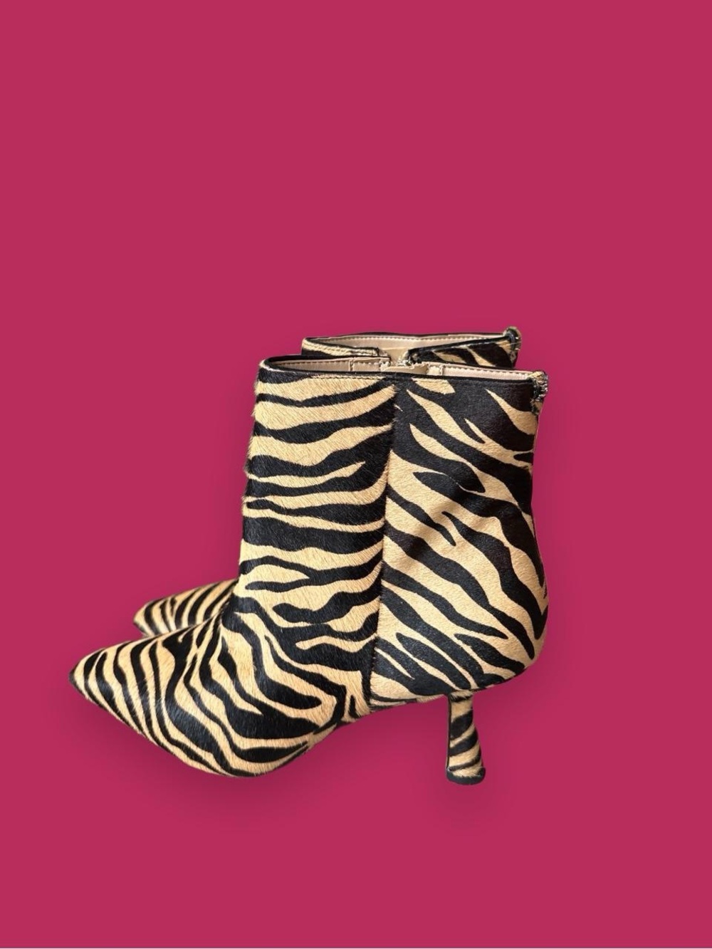 Sam Edelman Zebra Print Pointed Toe Ankle Boots - Black & Tan